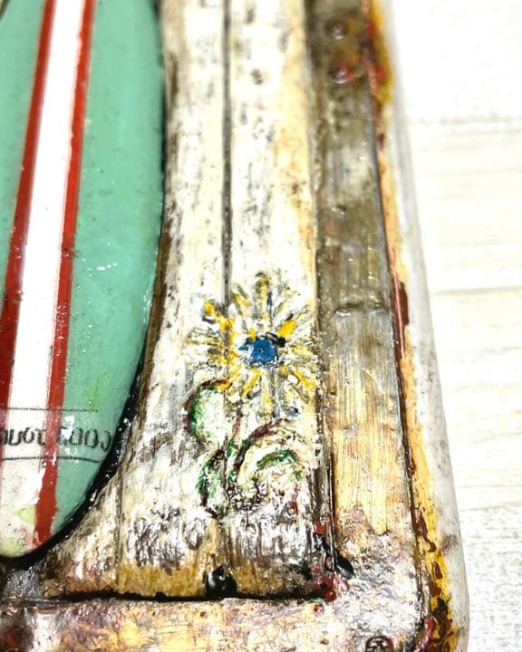 古材風サビ塗装サーフ&シャビーフラワースマホケース