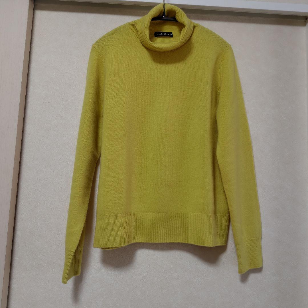 TAKASHIMAYA ミモザ色 カシミヤ タートルネック セーター