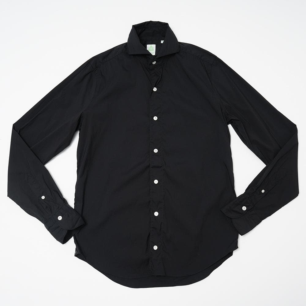 Finamore フィナモレ セルジオ ストレッチコットン シャツ ブラック38