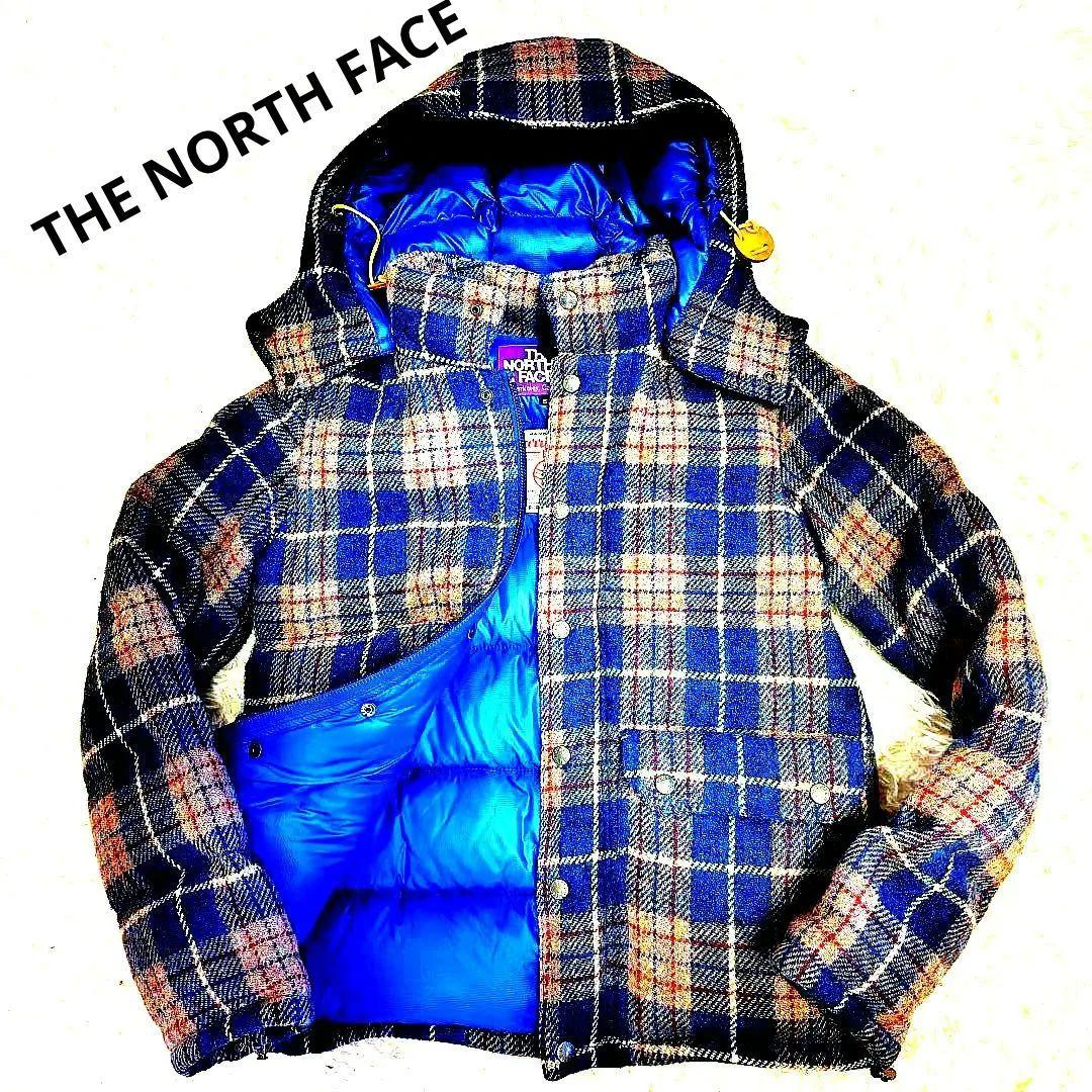 【美品】ノースフェイスパープルレーベル ハリスツイードコラボ ダウンジャケット