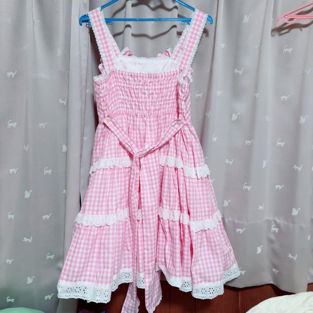 と*い様 肩リボンジャンパースカート ピンク