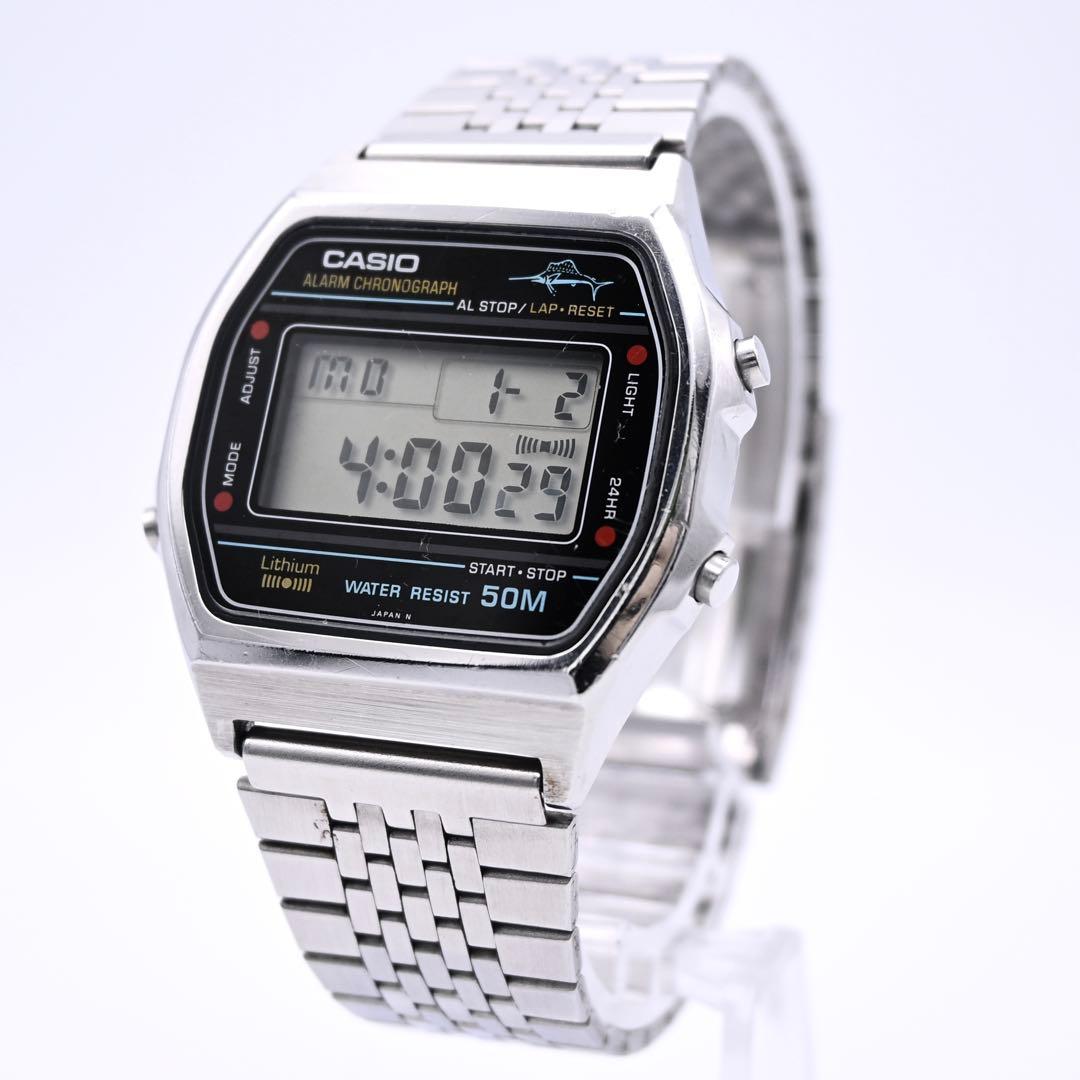 CASIO W-36 カジキ デジタル 腕時計 シルバー 新品電池 稼働品