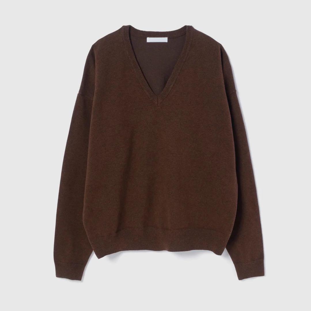 collab Light Sweatlike V-neck Knit 栗