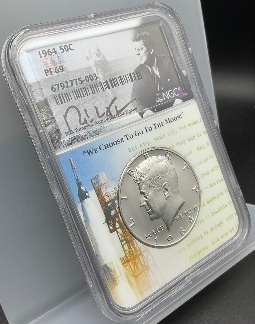 1964年　アメリカ　ハーフダラー　ケネディ　NGC PF69 サイン　銀貨