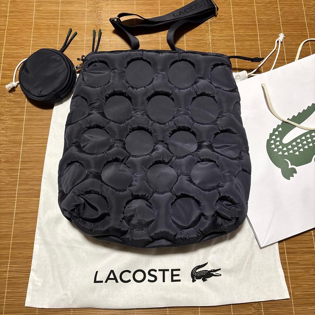 LACOST パデッドナイロン ゴルフボールエフェクトバケットバッグ 未使用品