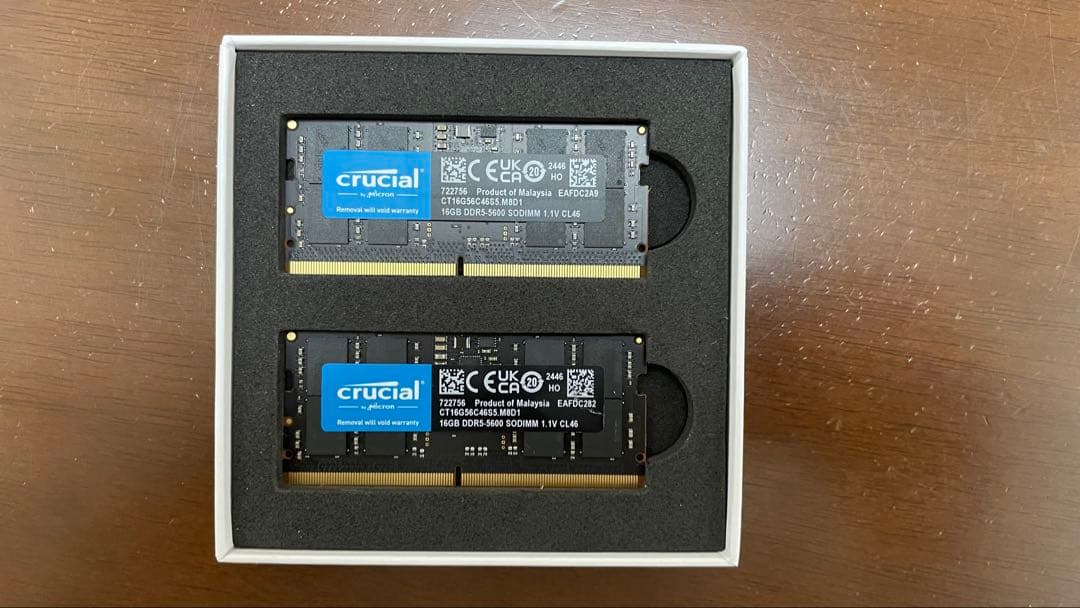メモリー DDR5-5600 SODIMM Crucial 16gb X2 32gb