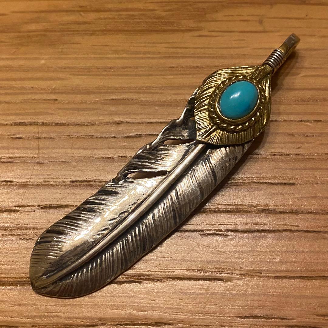 y*s様 Goro's ゴローズ　現行　上金金縄ターコイズ付き特大フェザー