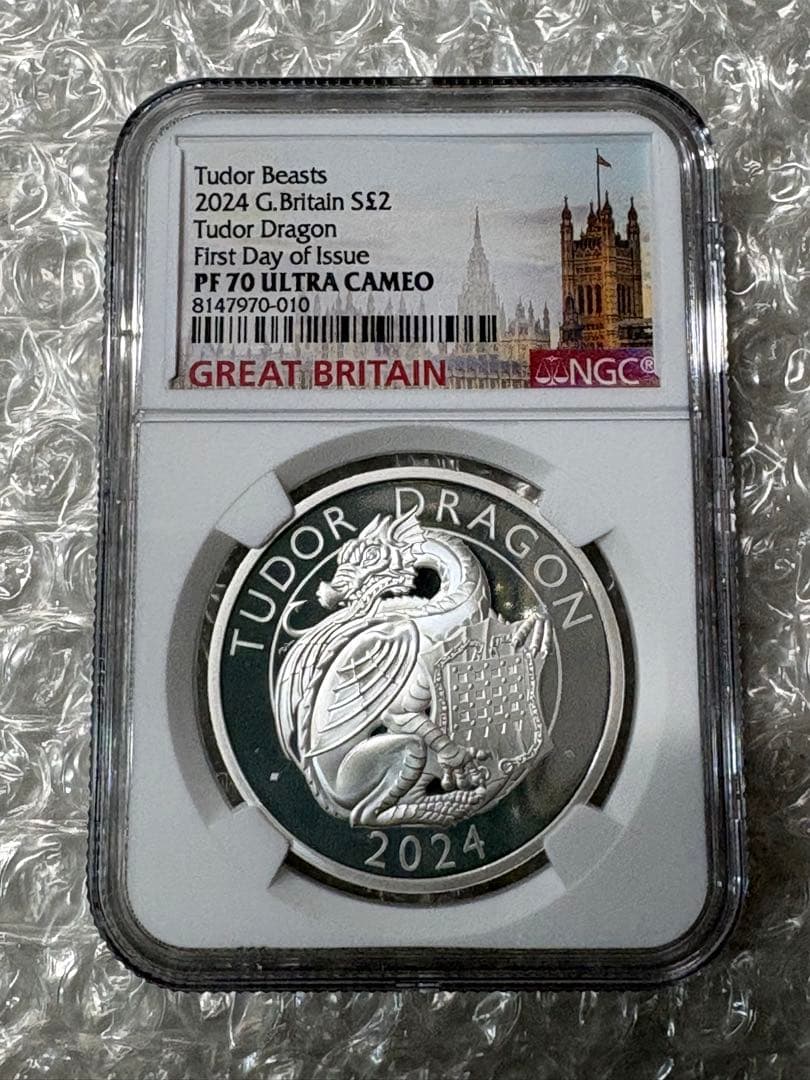 イギリスTudor Dragon 2024 £2 プルーフ銀貨