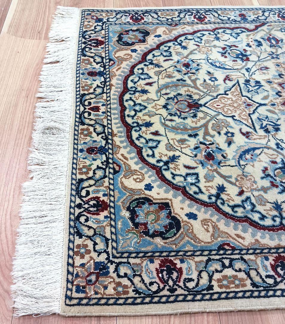 専用Y2617 ペルシャ絨毯 ナイン産 手織り ウール ラグ マット