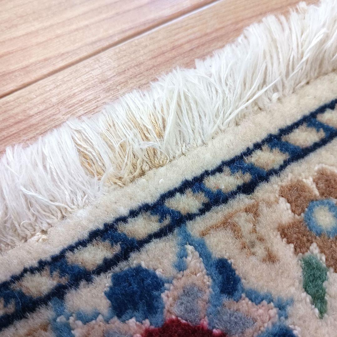 専用Y2617 ペルシャ絨毯 ナイン産 手織り ウール ラグ マット