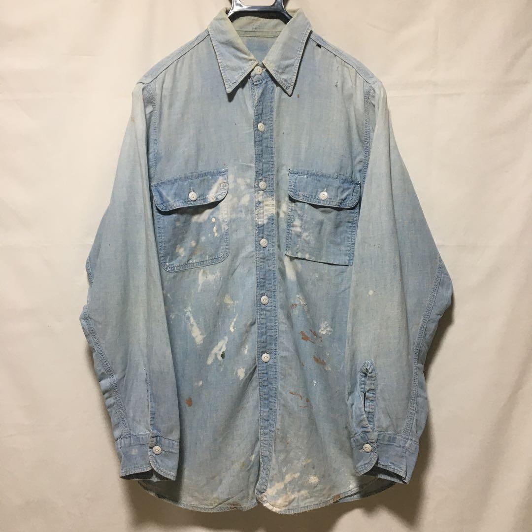 50s big yank シャンブレーシャツ ガチャポケ ボロ vintage