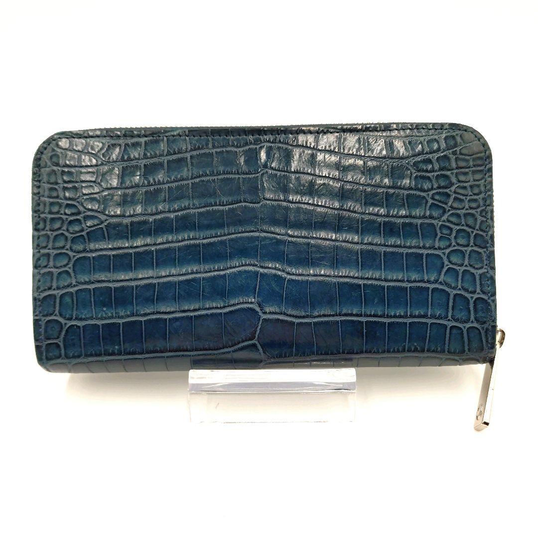 【美品】GAUDIE ガウディ クロコダイル 長財布 JRA ネイビー