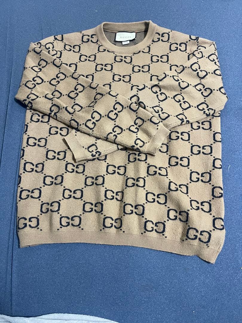 GUCCI GGロゴ ベージュニットセーター L