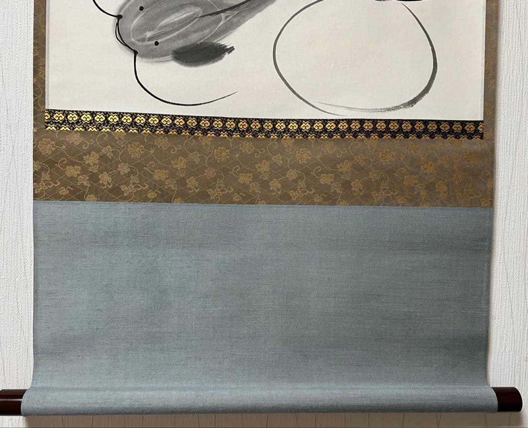 掛け軸　妙心寺 退蔵院 古田宗忠［瓢鮎之図］横物 共箱！