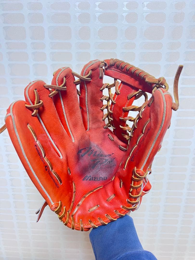 【美品】 Mizuno Pro 硬式グローブ オレンジ 左利き用