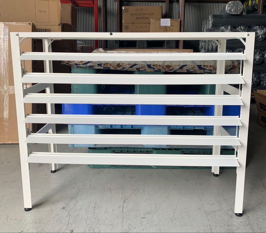 アルミ製 エアコン室外機カバー排気ルーバー方向可調整、Rホワイト