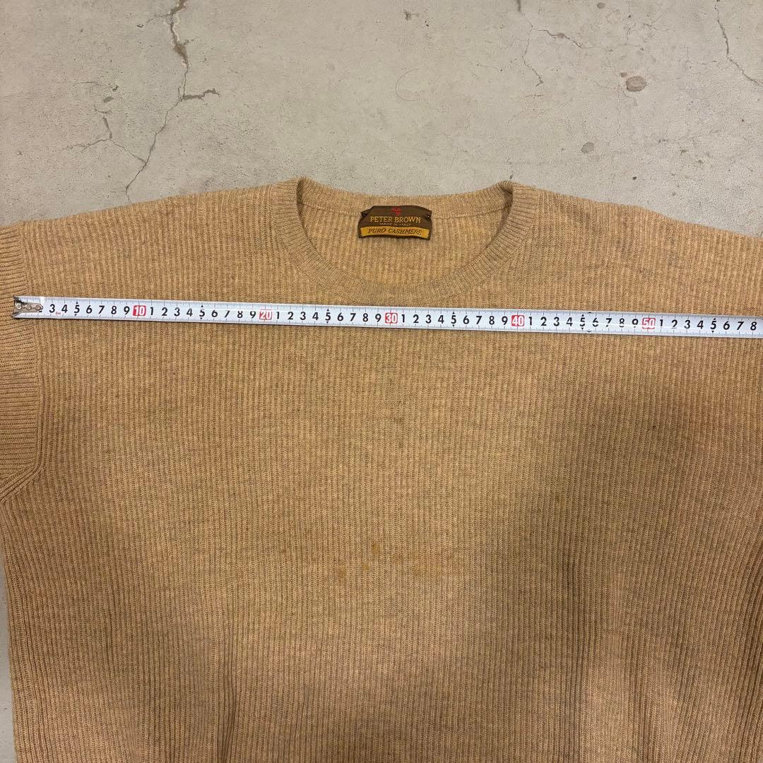 80sイタリア製 PETER BROWNピュアカシミア100%リブニットベージュ