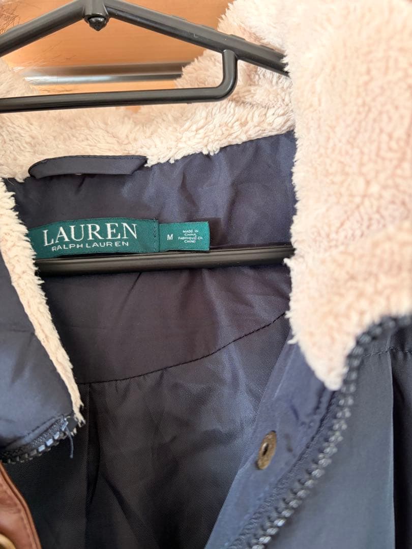 ラルフローレン　フード付きダウンコート ネイビー　M ロングダウンジャケット