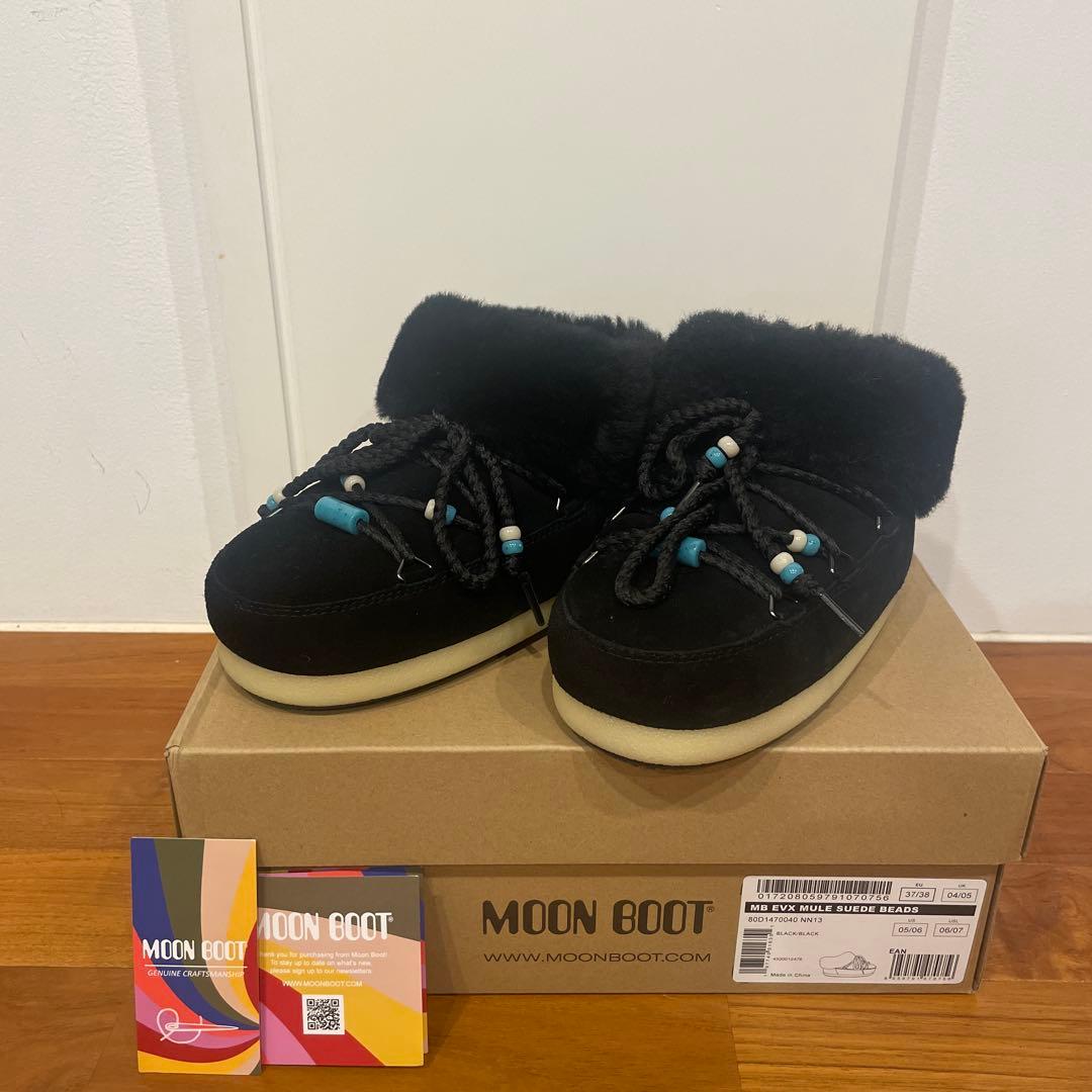MOON BOOT ムーンブーツ　ブラック ビーズ付き　美品　モカシン