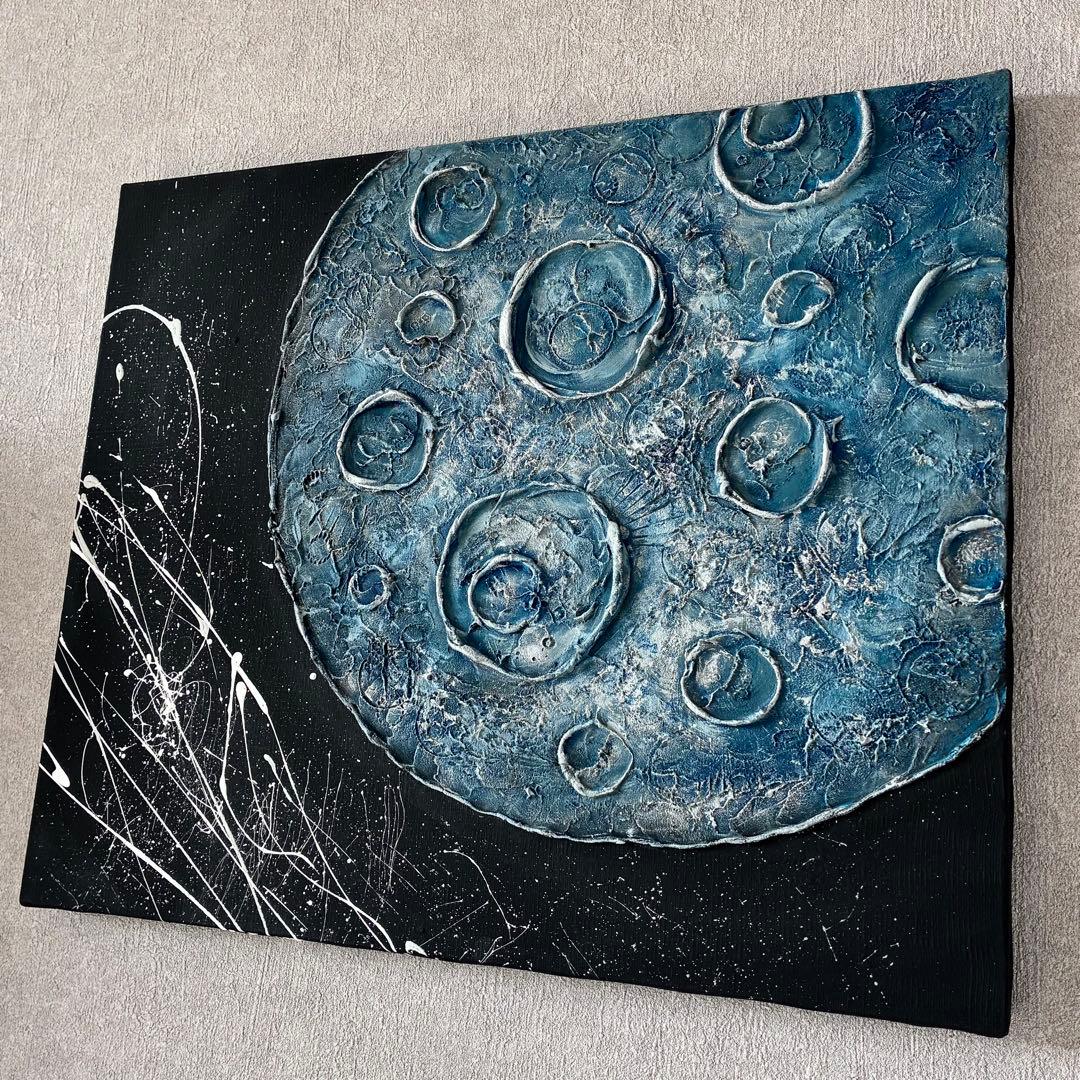 現代アート　45.5×38㎝　月　モダン　アートパネル　インテリア　抽象画