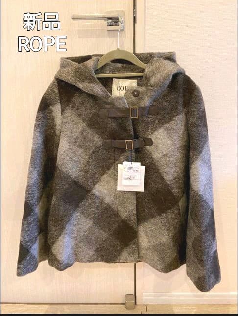 新品　ROPE　ダッフルコート風モヘア混ショートコート