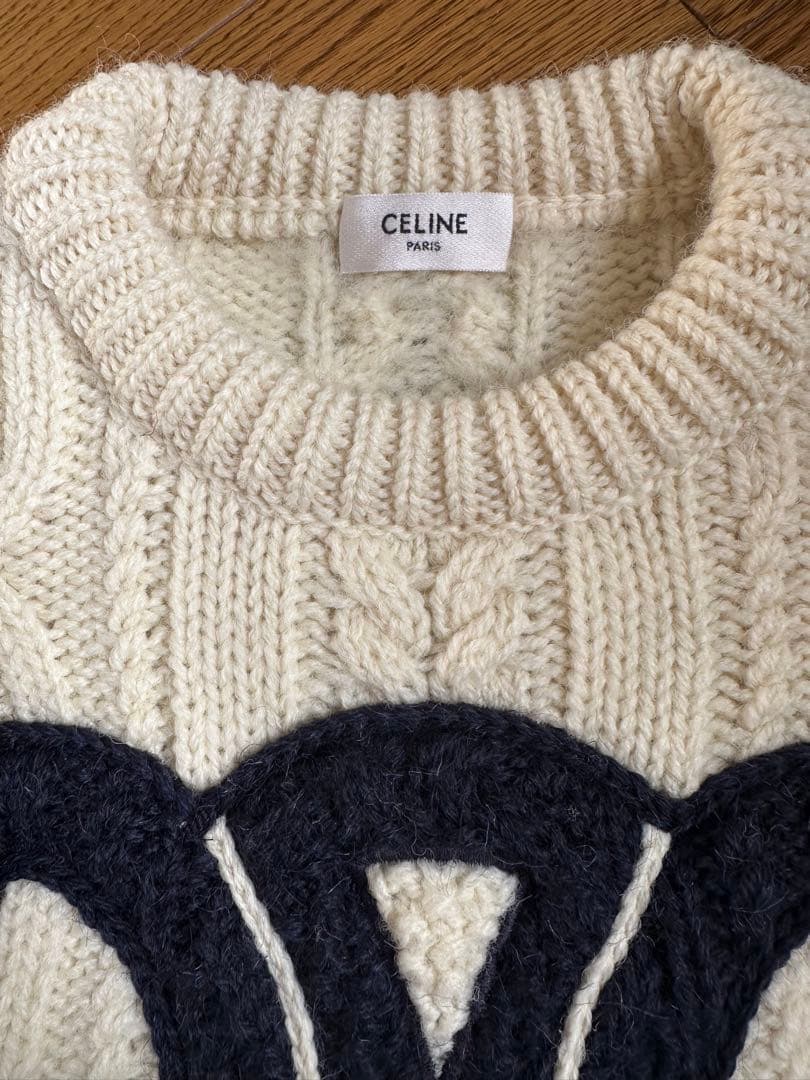 CELINE ケーブルニットセーター アイボリー