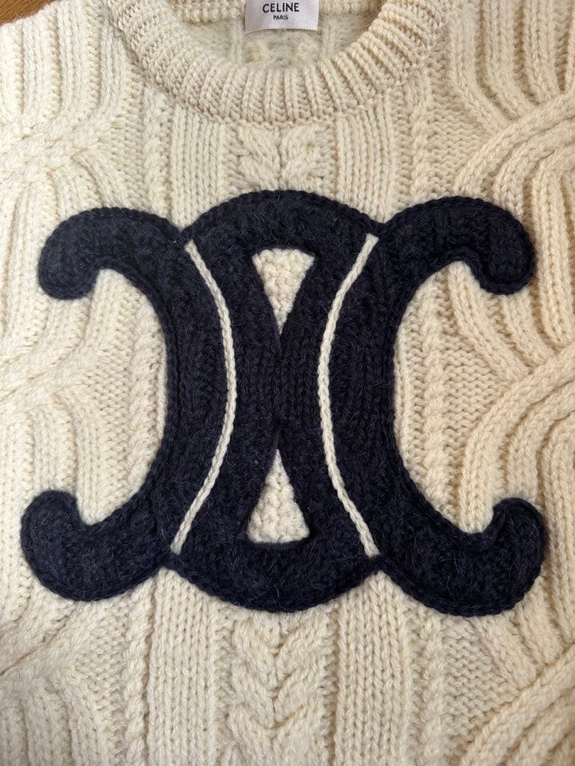 CELINE ケーブルニットセーター アイボリー