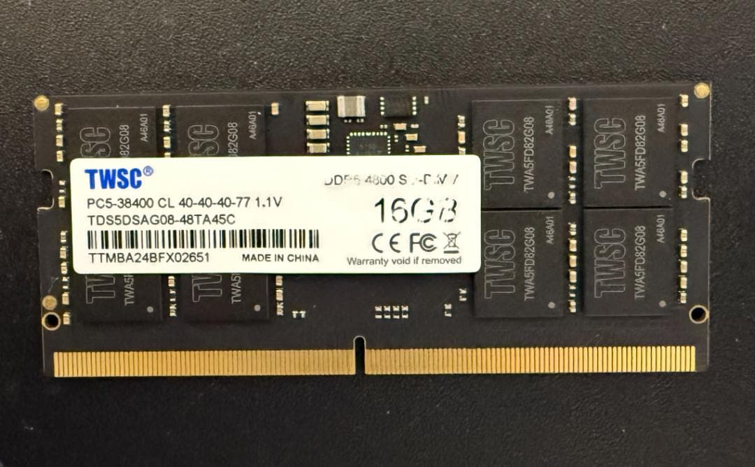 TWSC SODIMM DDR5-4800 ノート用メモリ 16GB