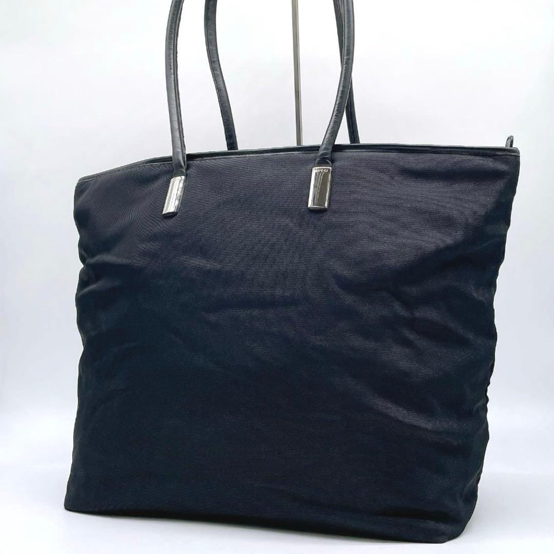 良品 GUCCI A4可能 キャンバス トートバッグ シルバー金具 f223