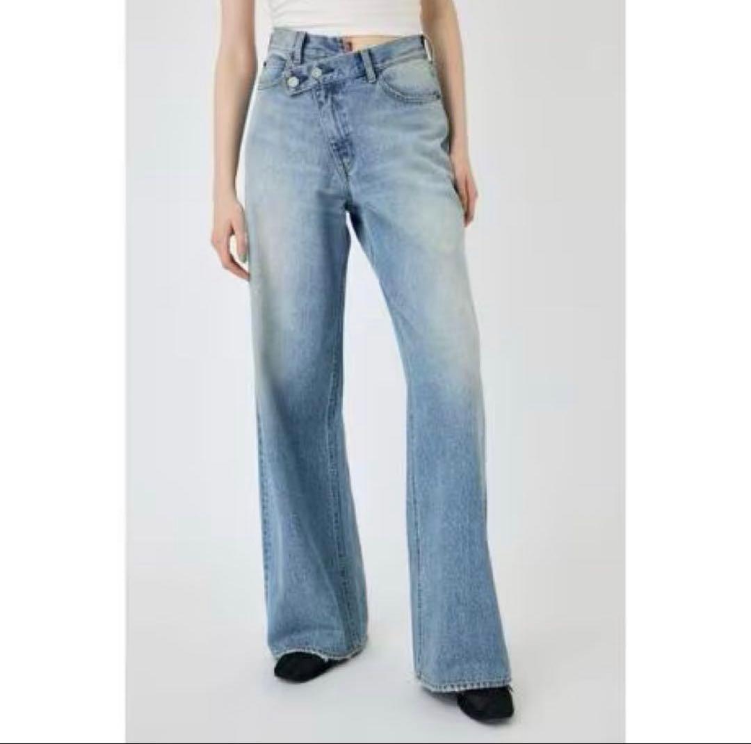 MOUSSY CROSS WAIST WIDE STRAIGHT デニムパンツ