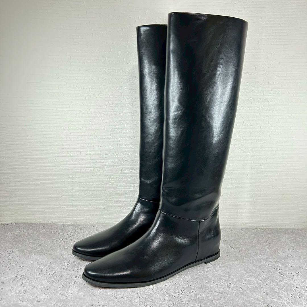 【極美品】ルタロン 2cmワイドシャフトロングブーツ LL レザー