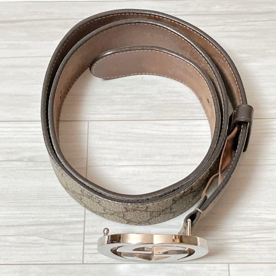 グッチ GUCCI レザー GG スプリーム ベルト シルバー金具 Y790