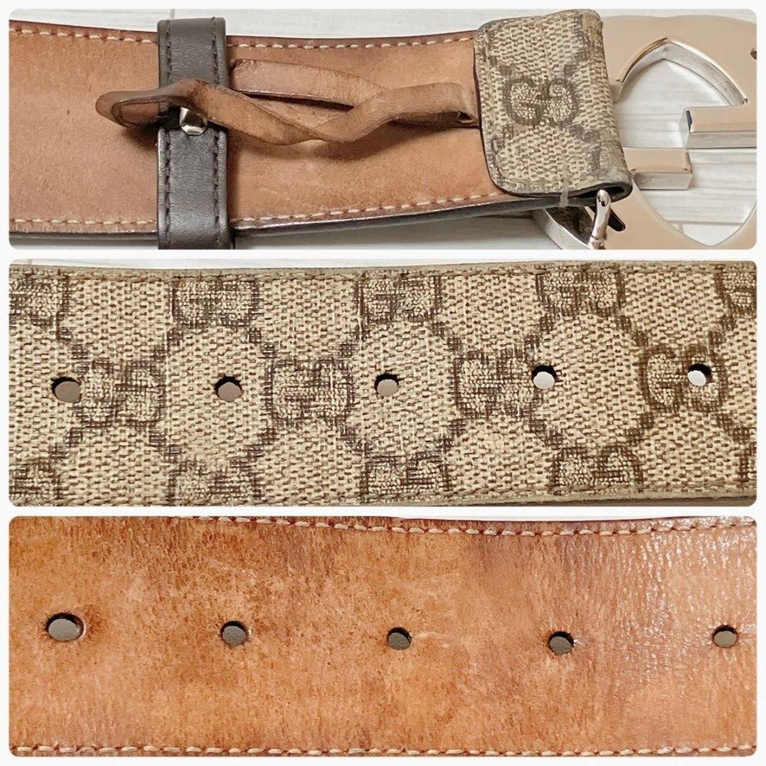 グッチ GUCCI レザー GG スプリーム ベルト シルバー金具 Y790