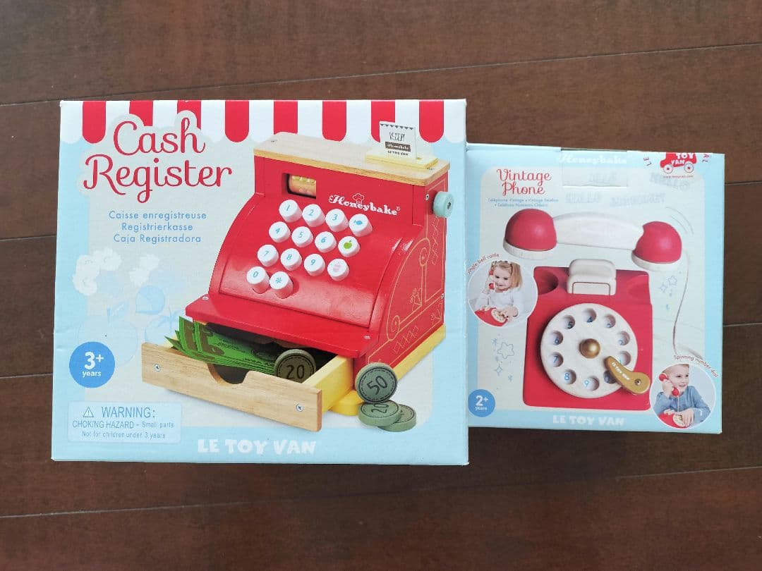 イギリス発 Le toy van 木製レジスター&木製電話 ビンテージフォン