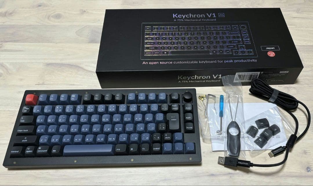keychron v1 JIS配列　75%有線メカニカルキーボード　茶軸
