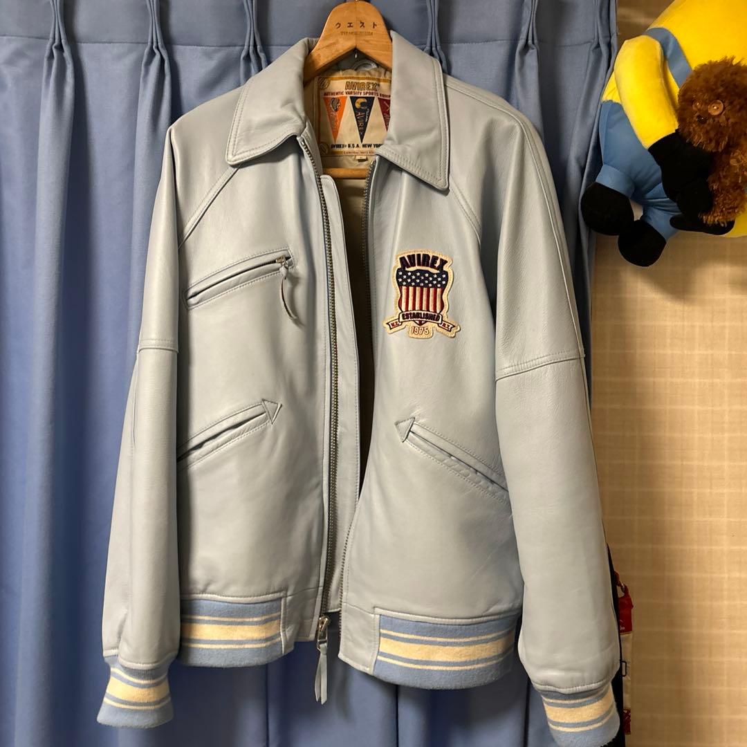 AVIREX ライトブルーレザージャケット