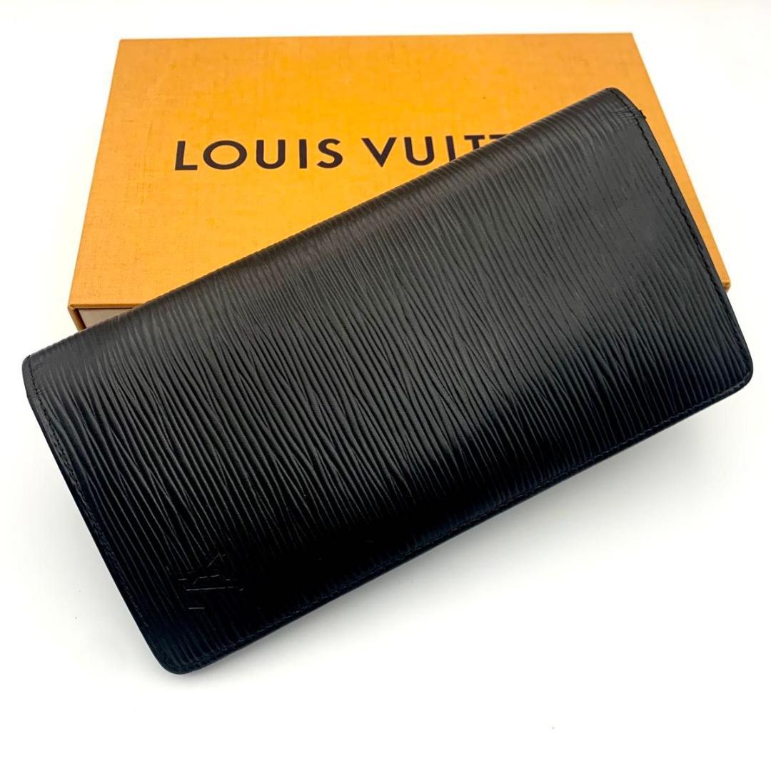 美品 ルイヴィトン ポルトフォイユ ブラザ 長財布 エピ ブラック 黒