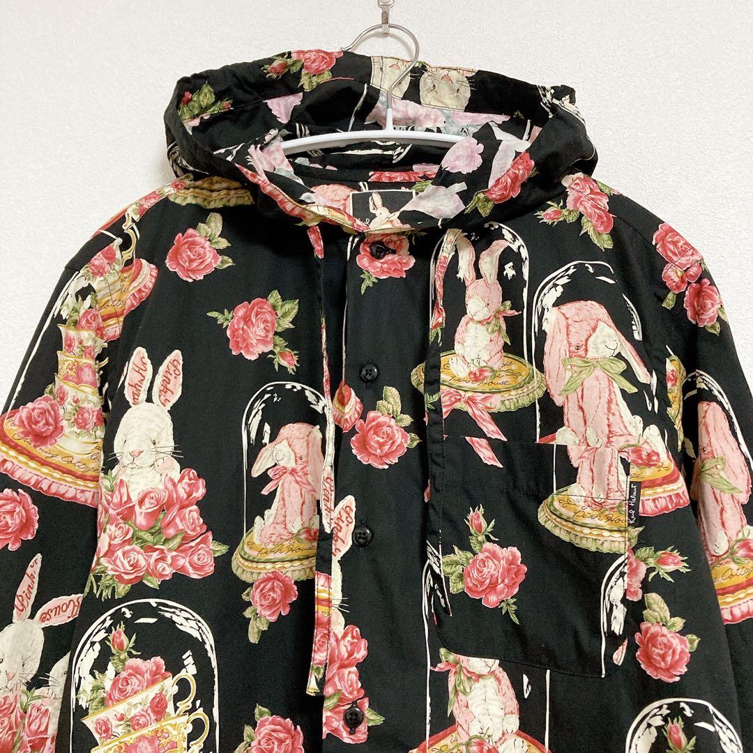 カールヘルム　うさぎ　フード付　シャツ　ブラウス　黒　M　ラビット