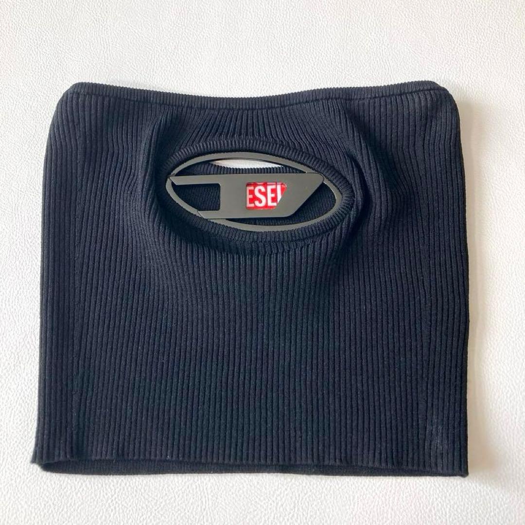 【CY】DIESEL　リブニットチューブトップ メタルオーバルDロゴ 黒