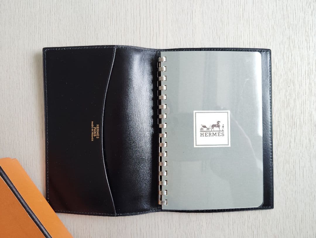 HERMES エルメス 手帳カバー アジェンダ ブラックボックスカーフ ノート付