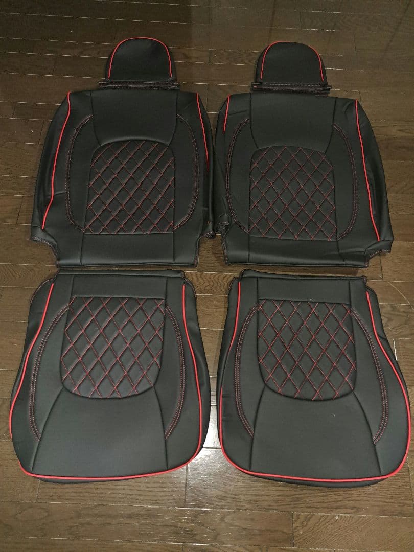 トヨタ 200系 ハイエース S-GL シートカバー ステッチ赤フロントのみ