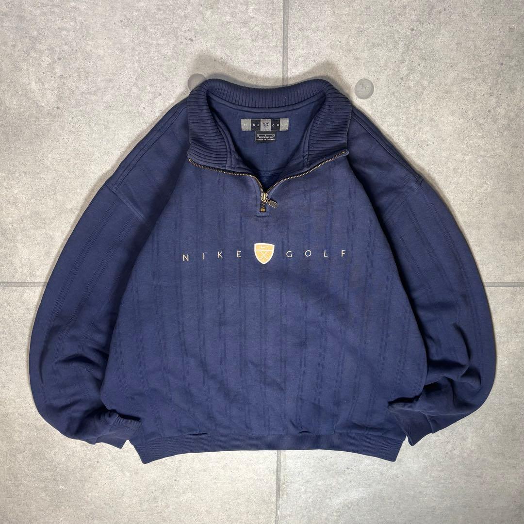 OLD NIKE GOLF　スウェット　90s　刺繍　ハーフジップ　センターロゴ