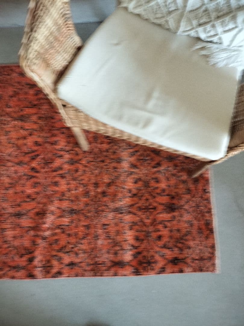 アプリコットカラーのオーバーダイラグ　ヴィンテージ　総フラワーNo.682