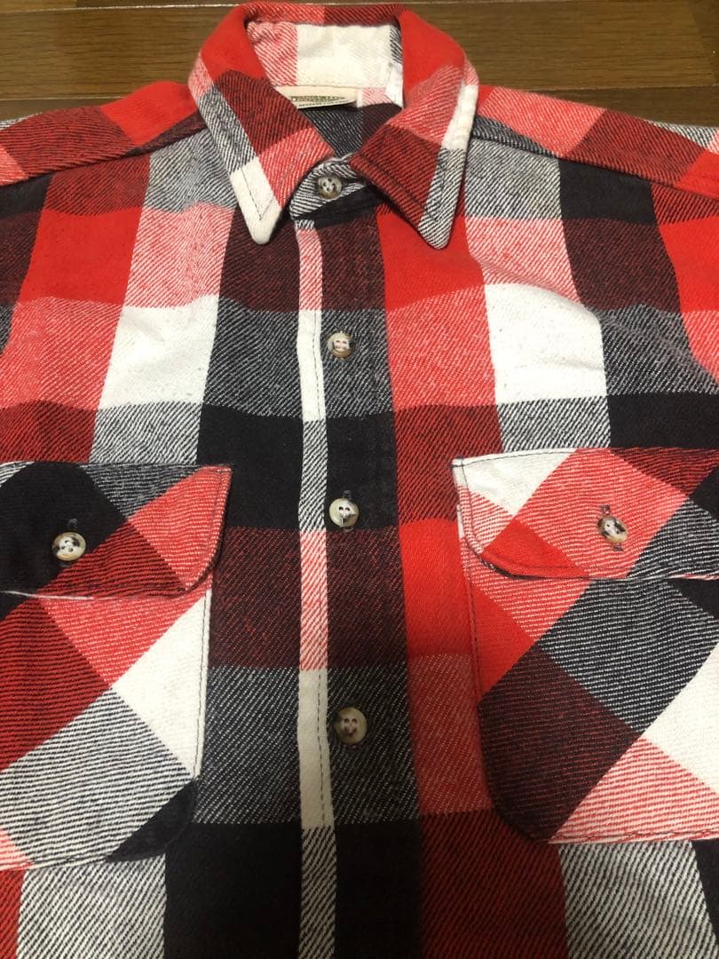 即決 90s USA製 ファイブブラザー チェック ヘビーネルシャツ M
