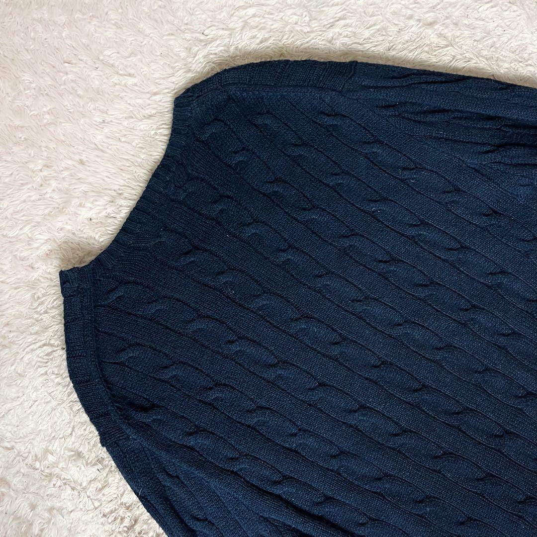 ラルフローレン ケーブルニット 現行 セーター ロゴ刺繍 ネイビー 紺 L