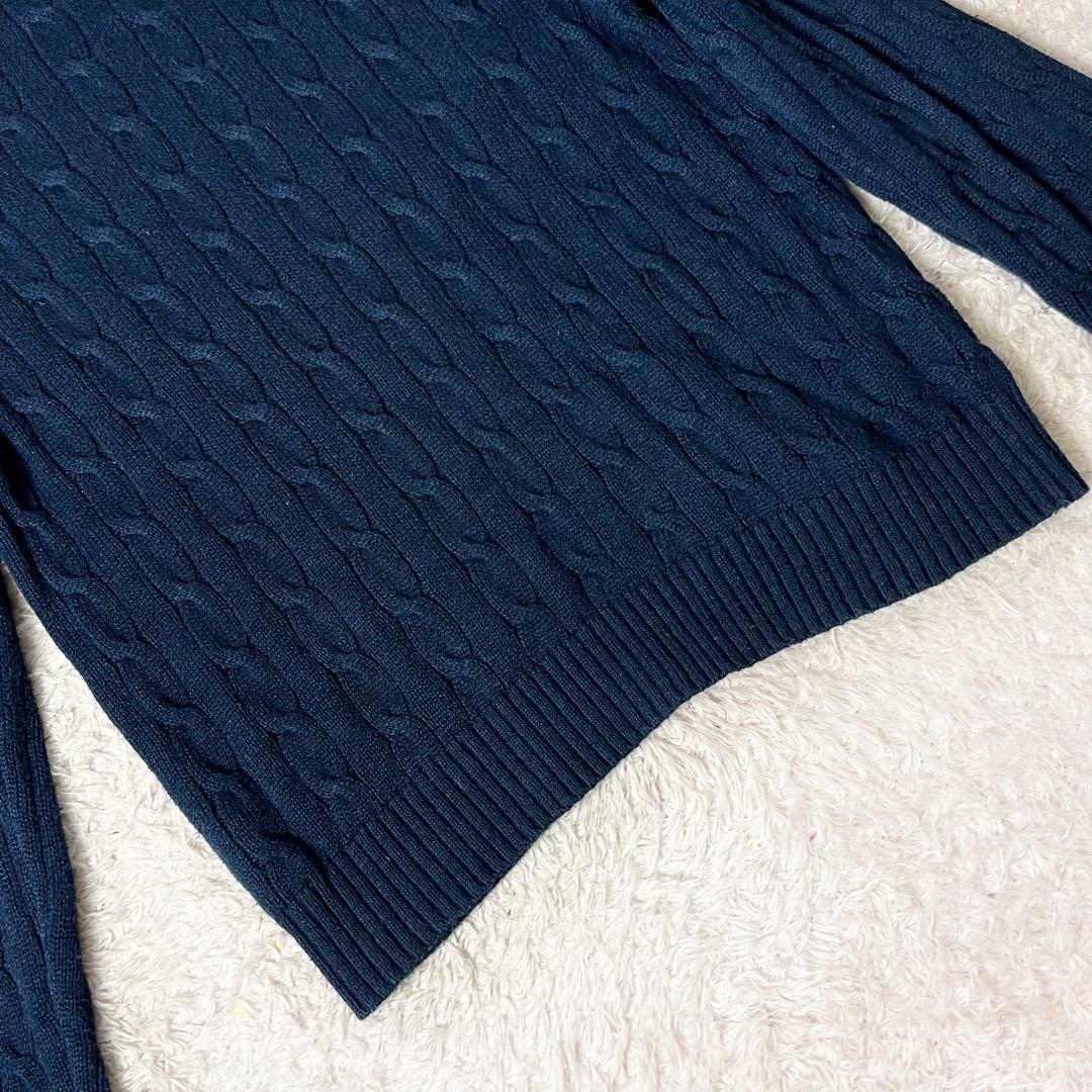 ラルフローレン ケーブルニット 現行 セーター ロゴ刺繍 ネイビー 紺 L