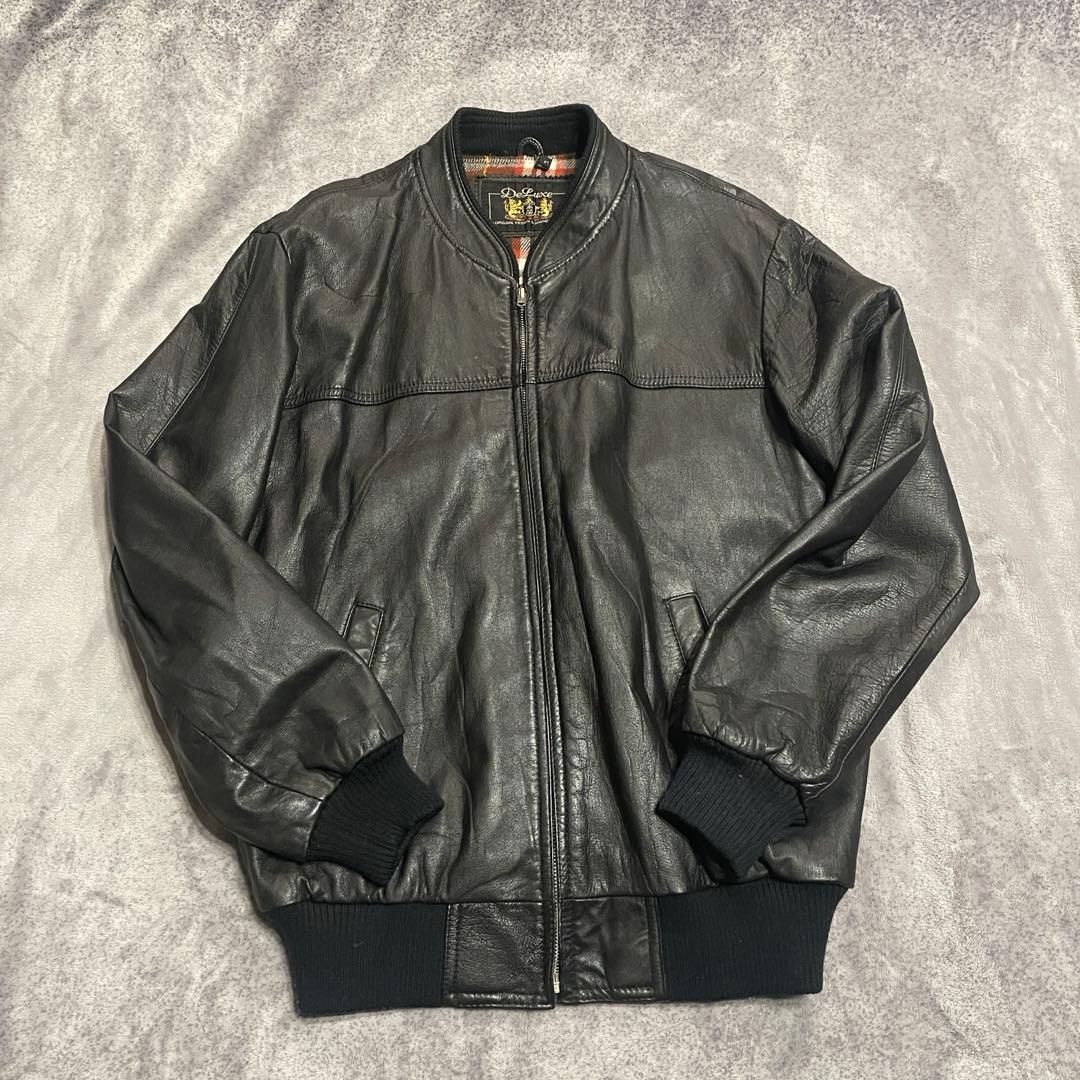 古着　６０−７０s 本革　ライダース　レザージャケット　ブラック　LL 黒