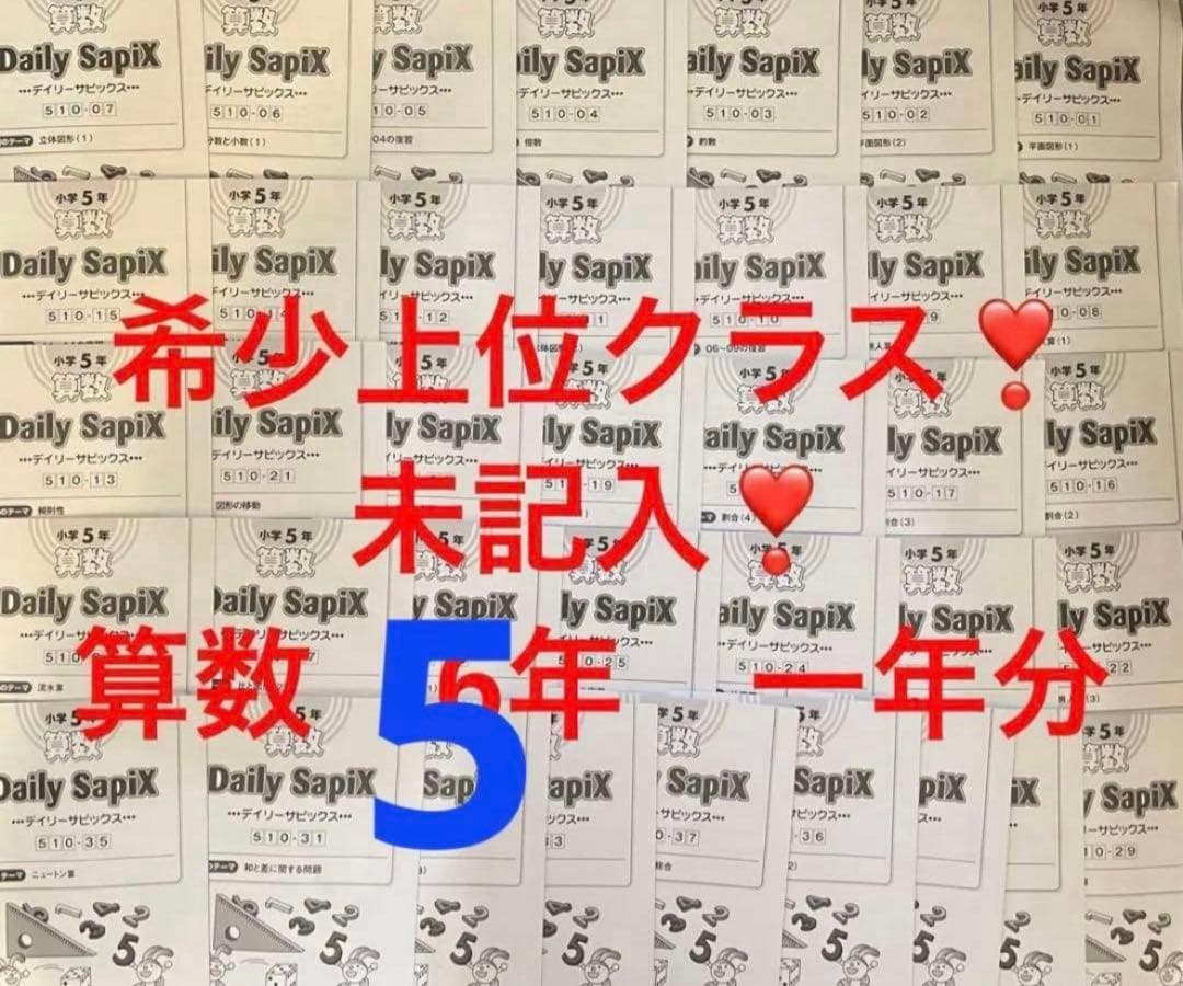 ㉑C SAPIX サピックス　sapix 5年　算数ディリーサピックス　一年分w