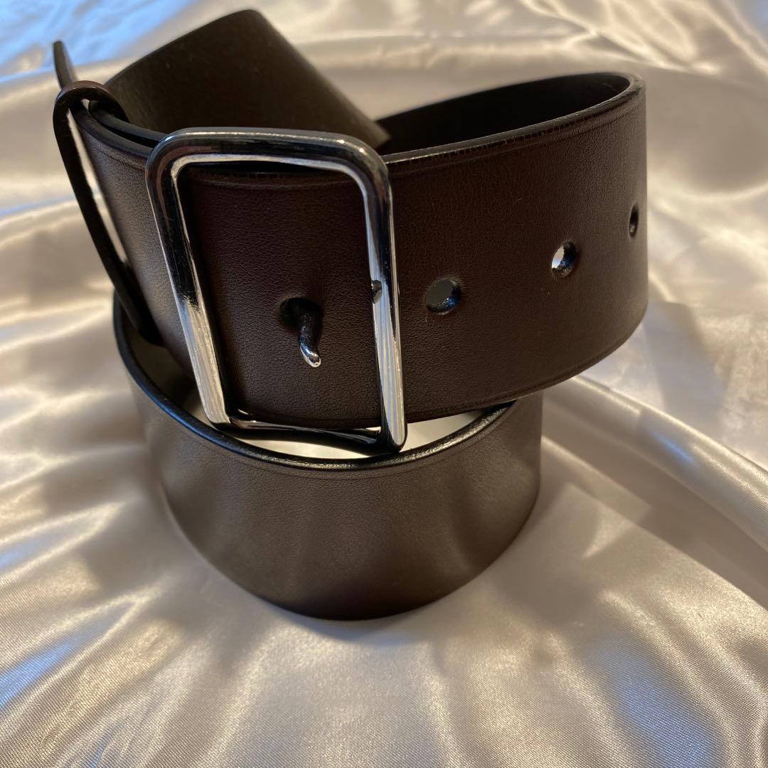 JIL SANDER ジルサンダー　イタリア製ダークブラウン　ワイドレザーベルト