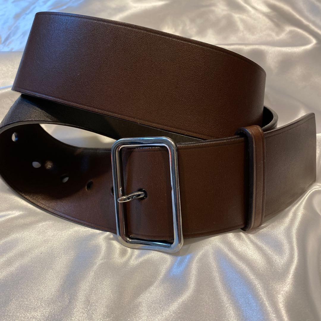 JIL SANDER ジルサンダー　イタリア製ダークブラウン　ワイドレザーベルト
